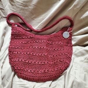 The Sak Maroon Crochet Shoulder Bag